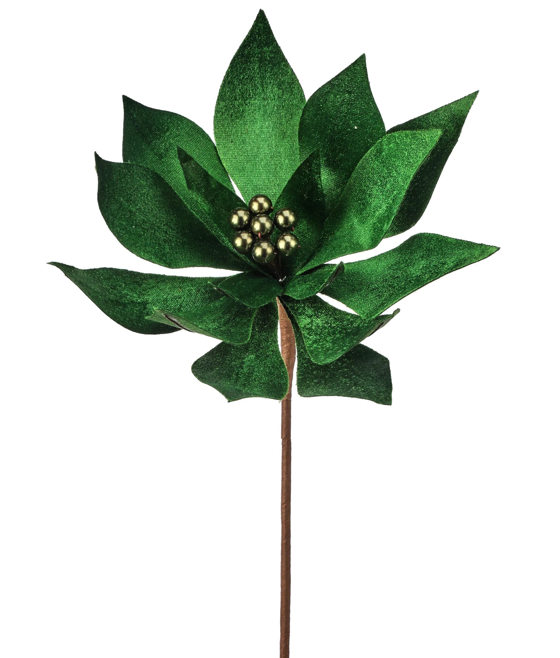 20" Green Velvet Pearl Centered Poinsettia/Holiday Decor/Christmas Decorations/Poinsettia Picks/Poinsettia Flowers/Poinsettia Plants