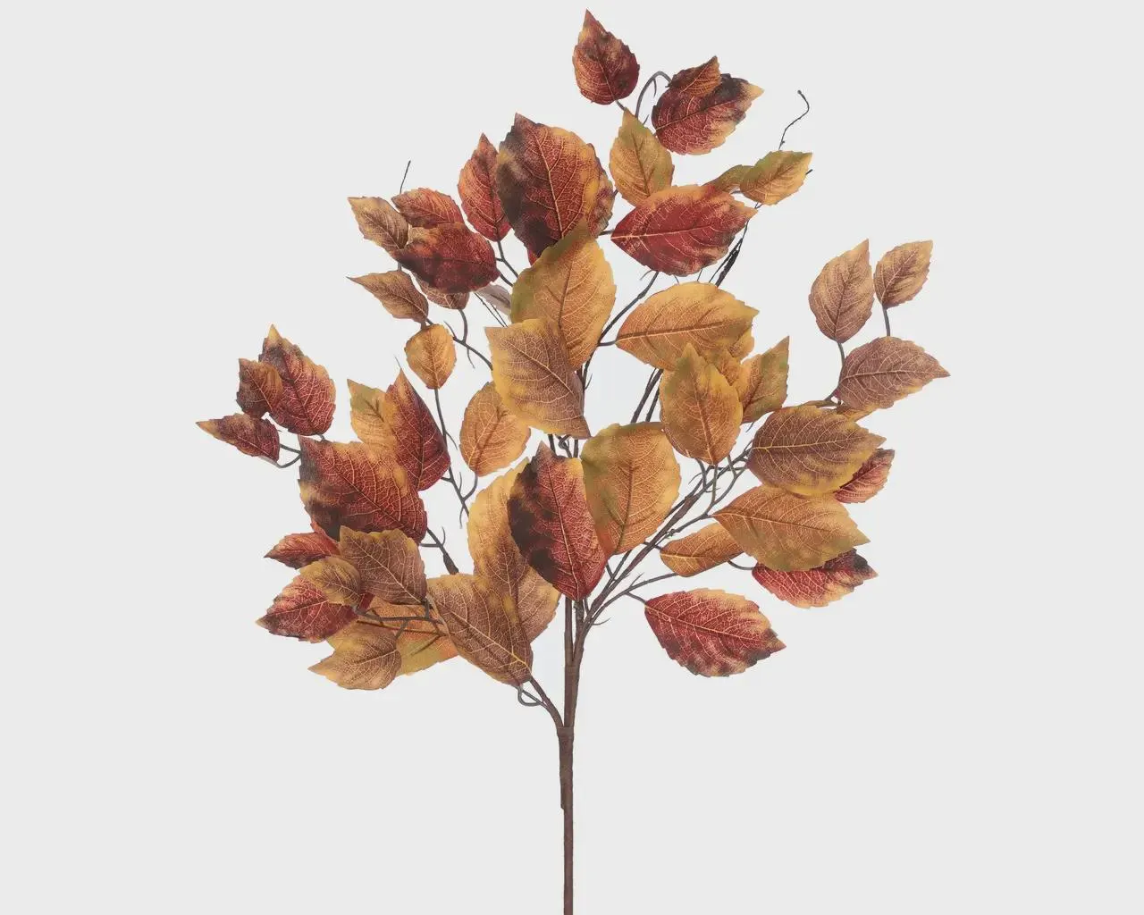 34" Fall Aspen Leaf Branch – Autumn Artificial Foliage Stem, Faux Red Yellow Brown Leaves for Thanksgiving Centerpieces & Harvest Home Decor