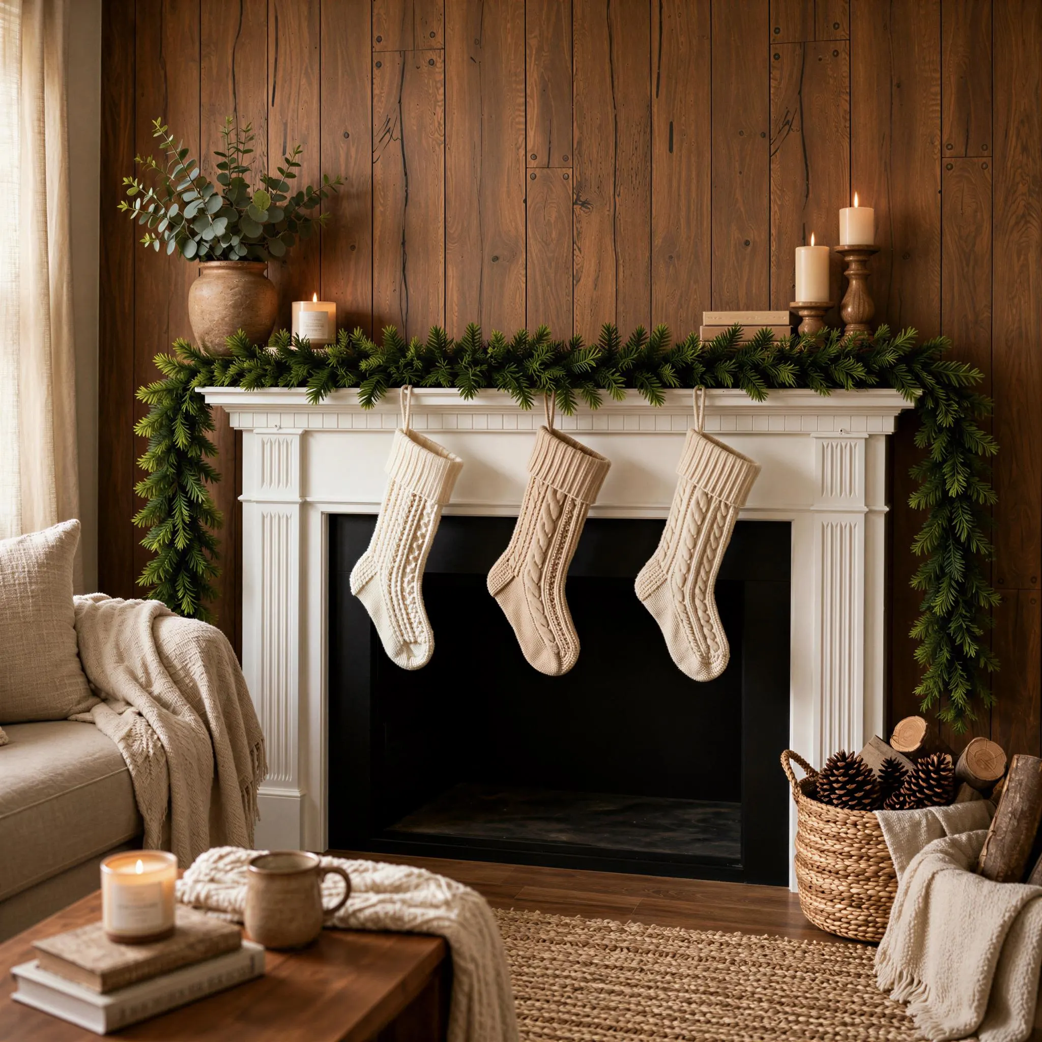 9 Foot Douglas Fir Christmas Garland, Artificial Two Tone Green Holiday Mantel Garland