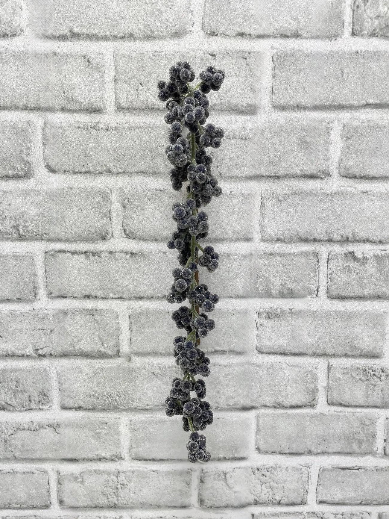23" Hanging Blue Sugared Berry Spray - Faux Frosted Winter Cascade Pick, Coastal Christmas Vase Filler, Elegant Holiday Centerpiece Supply