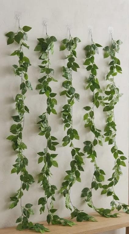 8.5 ft Green Leaf Garland (5 Pack) – Faux Artificial Greenery Vines, Hanging Leaf Garland for Weddings, Arch Decor, Mantels & Party Tables