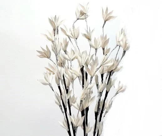 32" White Wash Palm Peacock Flowers/Floral Spray/Florals/ Wedding/Greenery Bushel/Outdoor Wedding Greenery/Centerpiece Decor/Faux Flowers/
