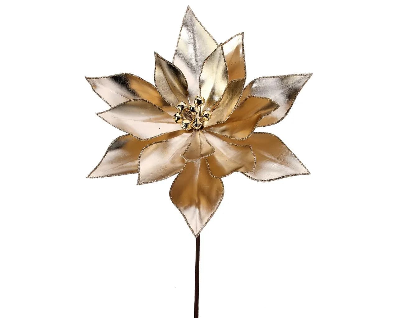 24" Champagne Metallic Ball Poinsettia/Holiday Decor/Christmas Decor/Poinsettia Picks/Poinsettia Flowers/Poinsettia Plants