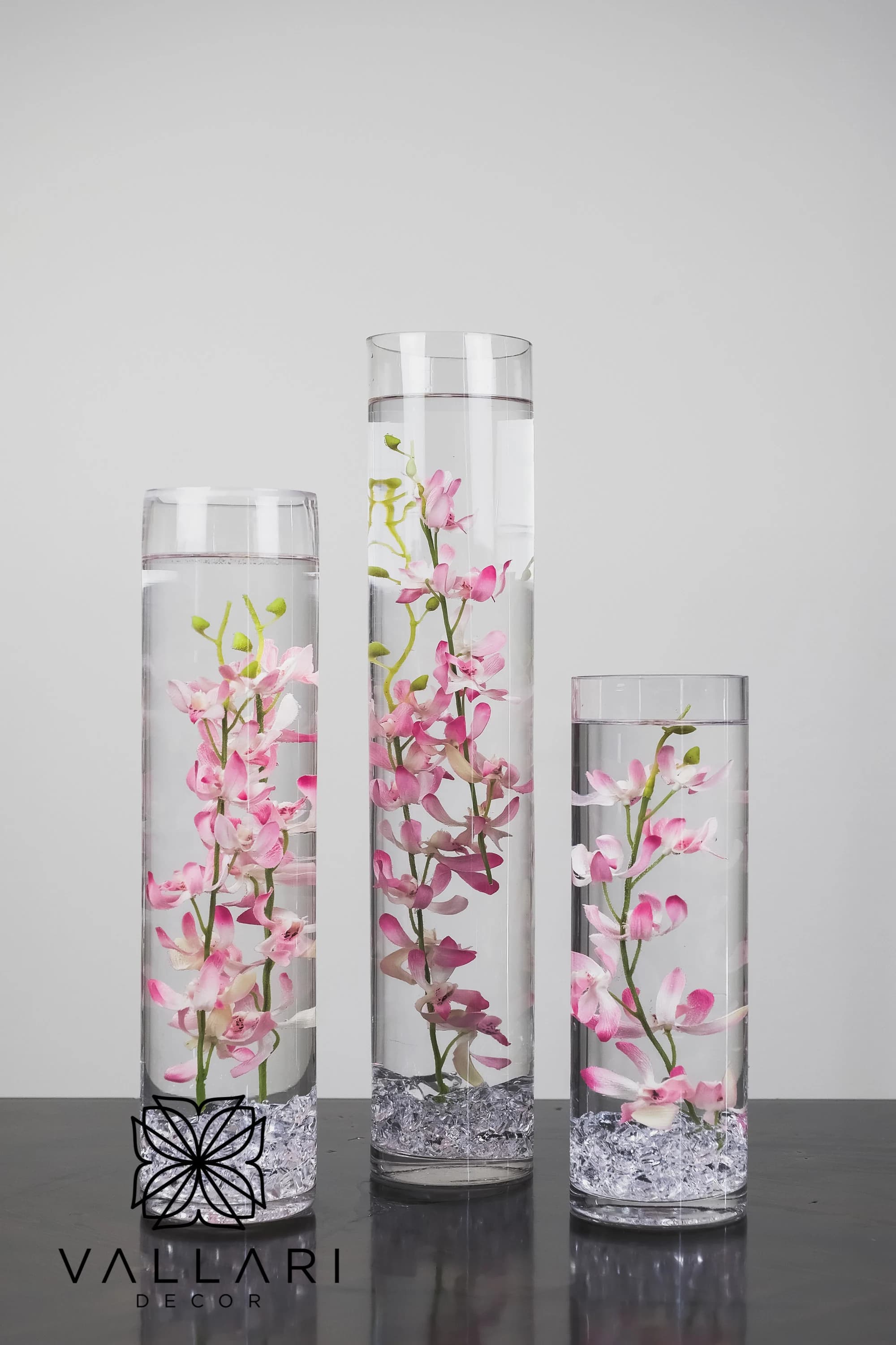 Submersible Pink/Light Pink/Red Star/Yellow Flowers/Floral Wedding Centerpiece with Floating Candles and Acrylic Crystals Kit