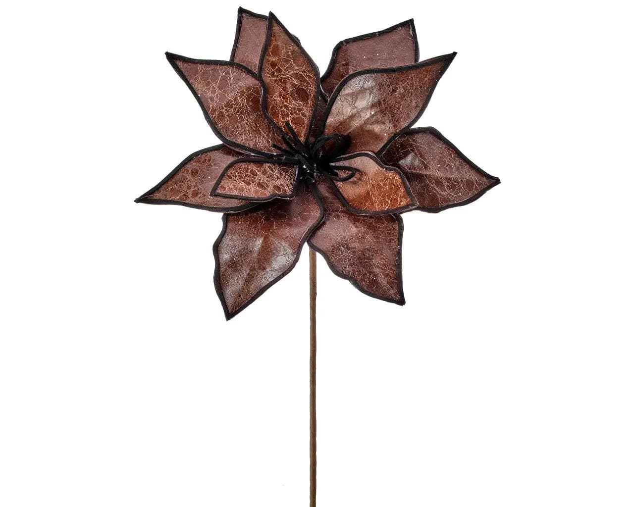 24" Faux Leather Brown Poinsettia/Holiday Decor/Christmas Decorations/Poinsettia Picks/Poinsettia Flowers/Poinsettia Plants