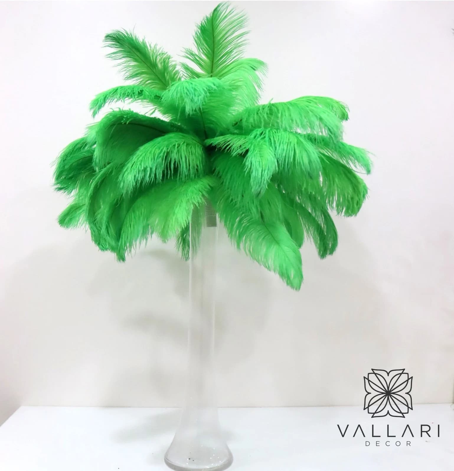 Green Ostrich Feather Centerpiece Kits with 24" Eiffel Tower Vase