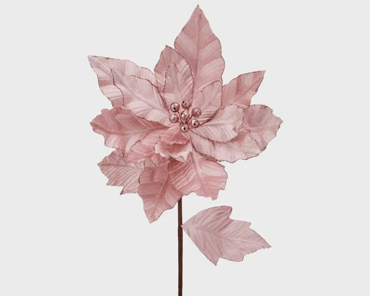 24" Blush Pink Velvet Glitter Edge Poinsettia/Holiday Decor/Christmas Decorations/Poinsettia Flowers/Christmas Season Decor