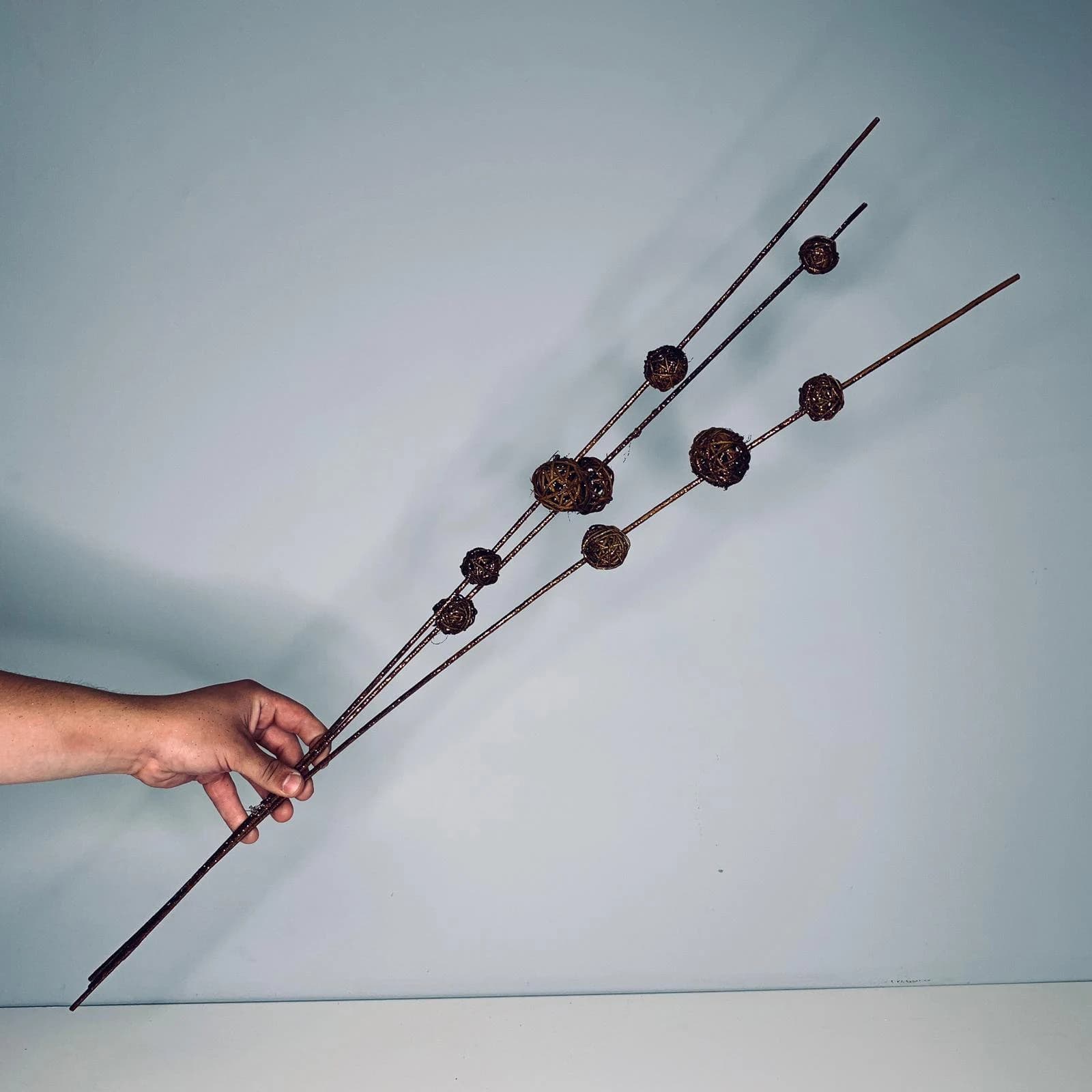 30" Brown Wicker Balls on Sticks 3pc  Decorative Balls, Rustic Decor Ideas, Rustic Bawl Filler, Wicker Decoration,  Rustic Table Decor