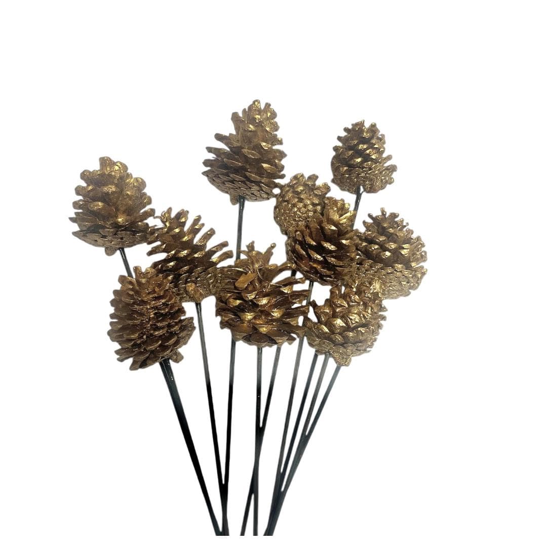 2.5" x 2.75" Medium Pine Cones On Stems/Cones/Pine Cones On Sticks/Rustic Decor Idea/Rustic Bowl Filler/Wicker Decoration/Rustic Table Decor