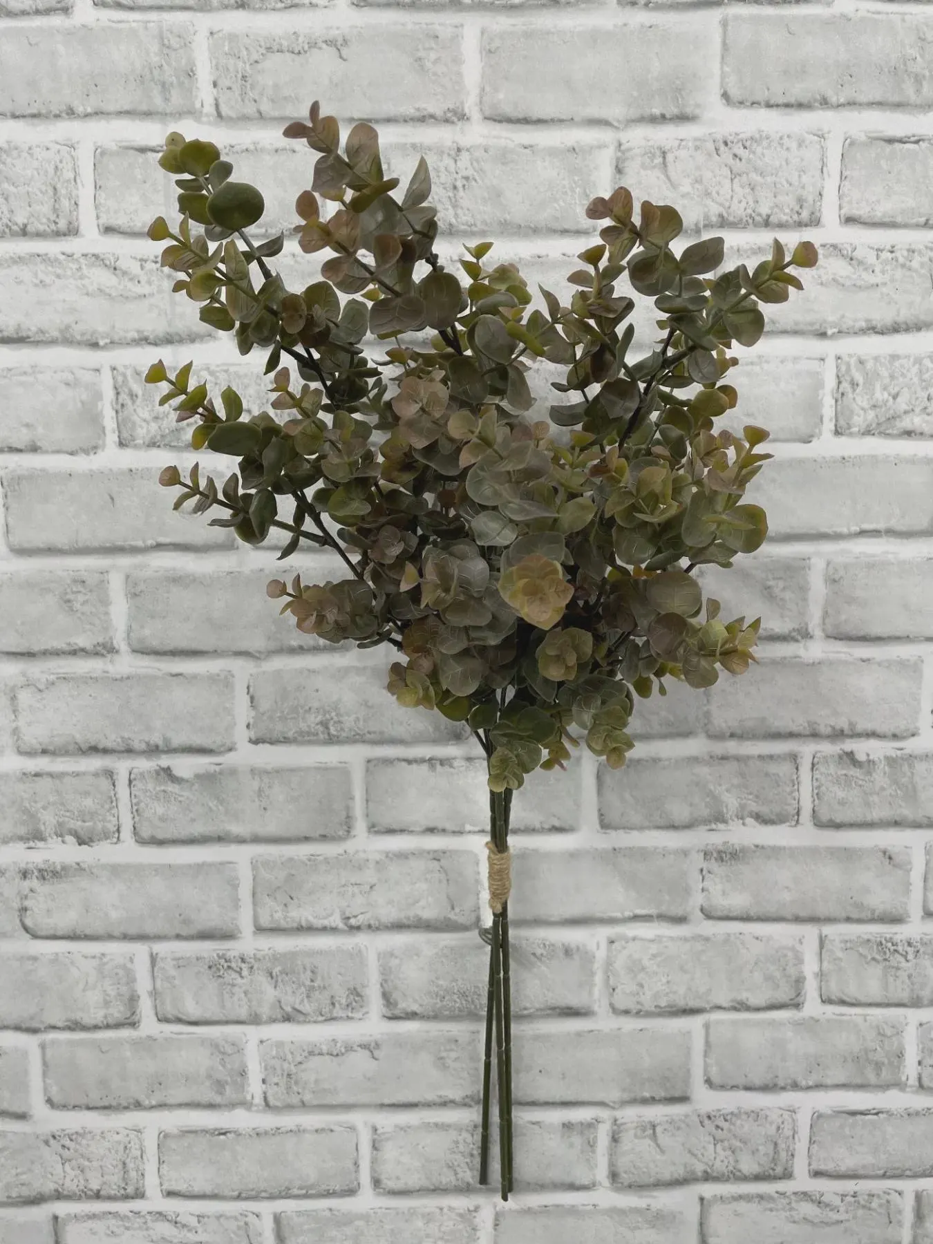 25” Faux Eucalyptus Bundle (Set of 3)|Green & Burgundy Foliage | Autumn Vase Filler | Two-Tone Eucalyptus Stems | Home Decor | Silk Bunch