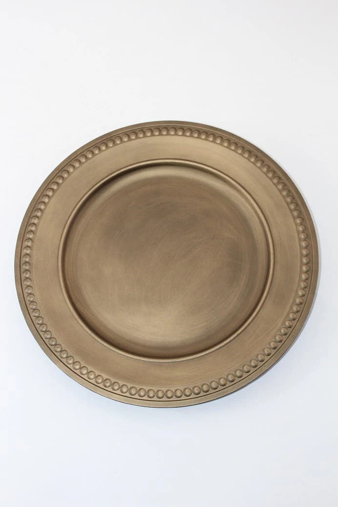 13" Gold Beaded Vintage Charger Plate/Plates/Wedding Decor/Home Decor/Dinner Party/Antique Theme/Antique Dinner Theme/Gatsby Theme/Dining