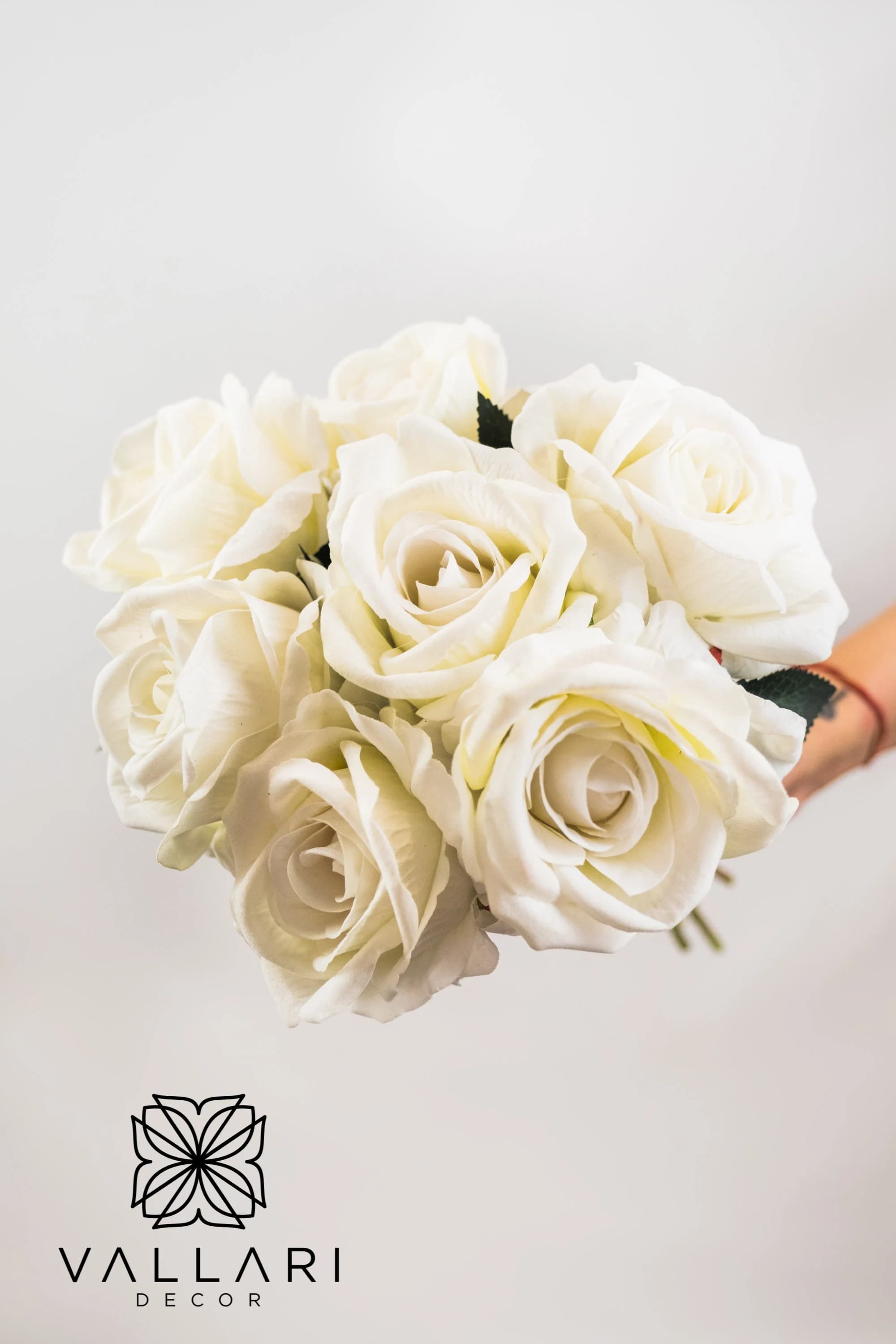 7pc White Rose Bouquet/Floral Sprays/ Wedding Roses/ White/Greenery Bushel/ Outdoor Wedding Greenery/Centerpiece Decor/Faux Flowers/