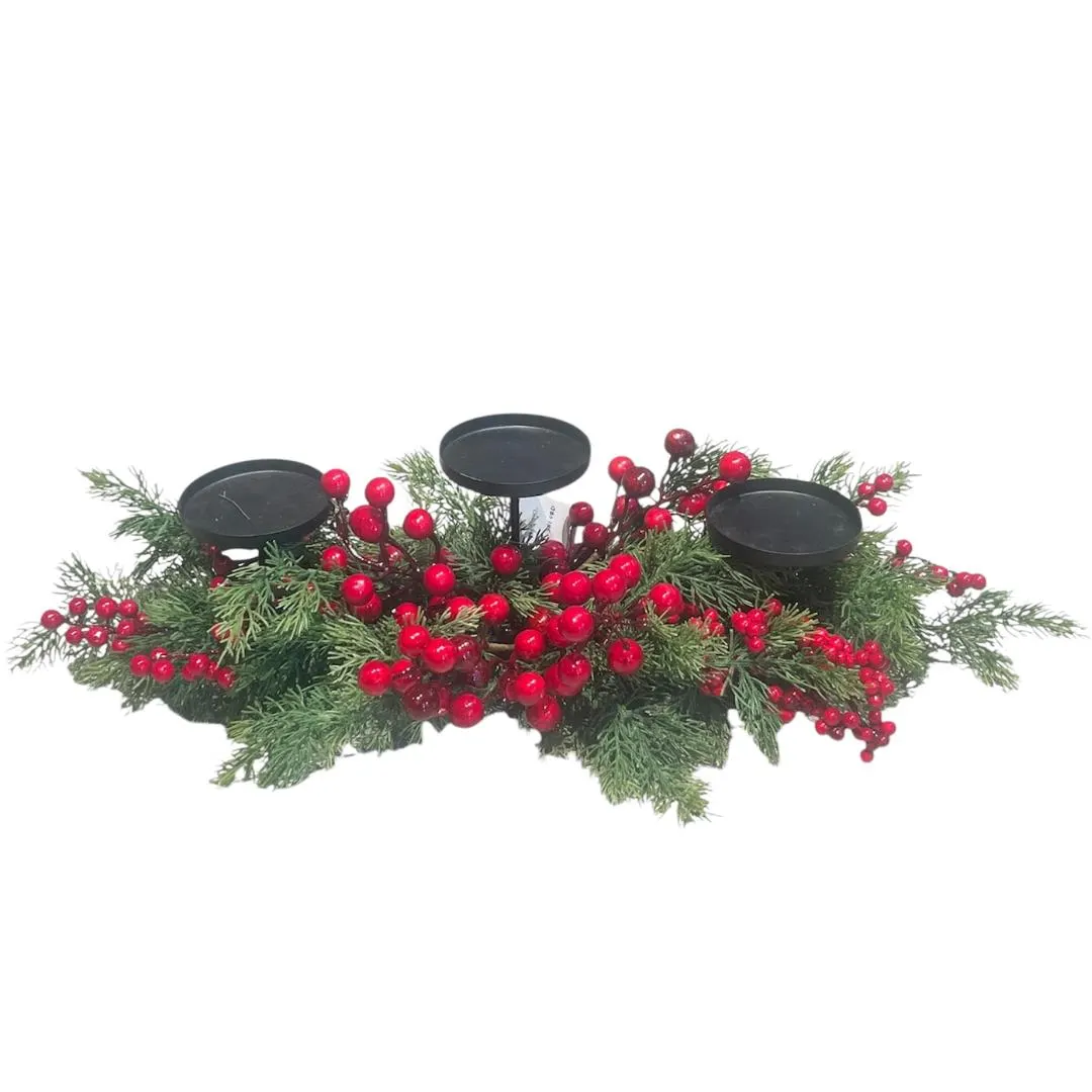 26" Red Berry Centerpiece/ Festive Floral Pick/Christmas/Winter Decor/White Frosted/Evergreen Branch/Holiday Season/Faux Branch
