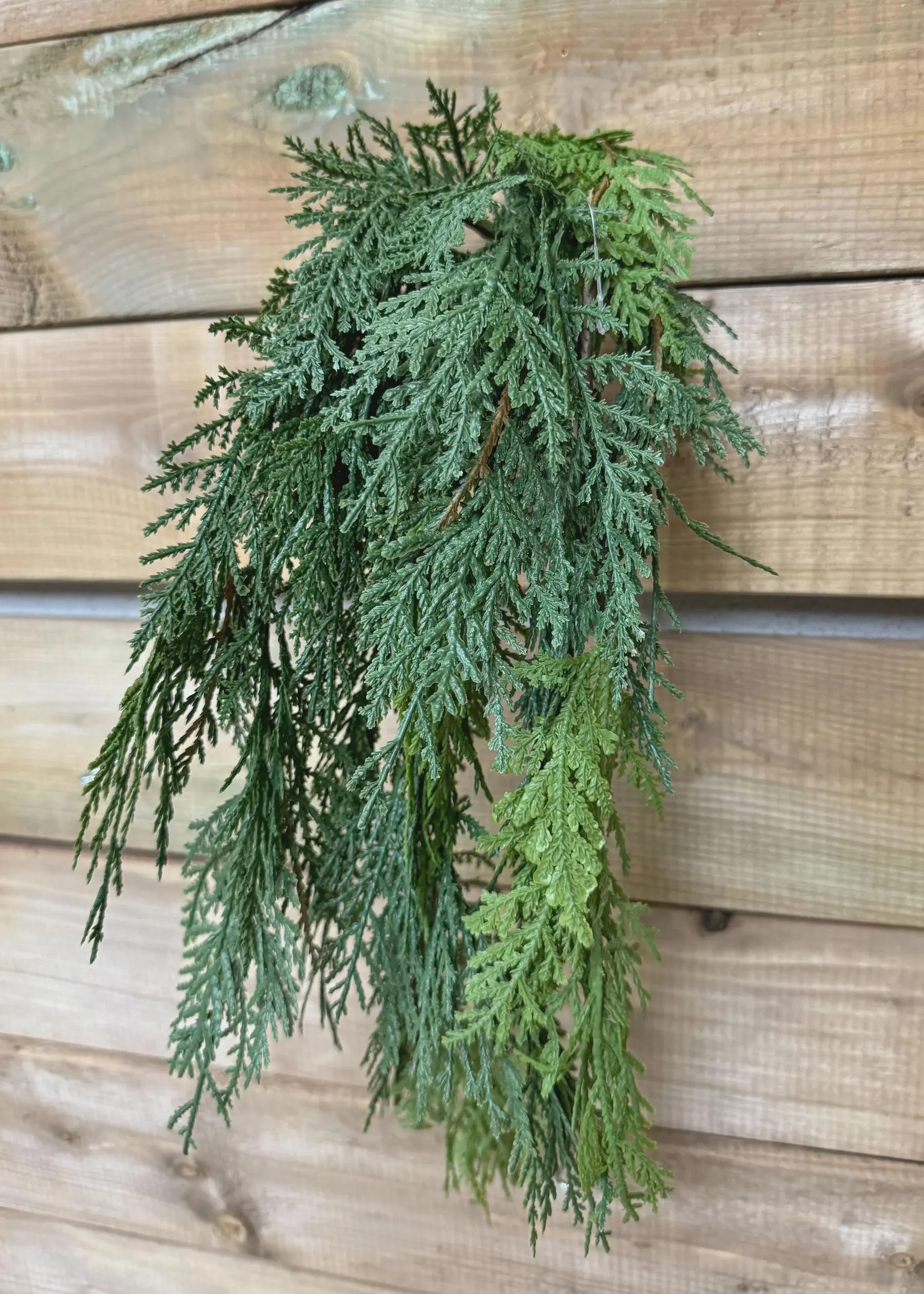 29" Fresh Touch Northern White Cedar Hanging Bush | Real Touch Artificial Cedar | Faux Evergreen Hanging Greenery | Christmas Decor