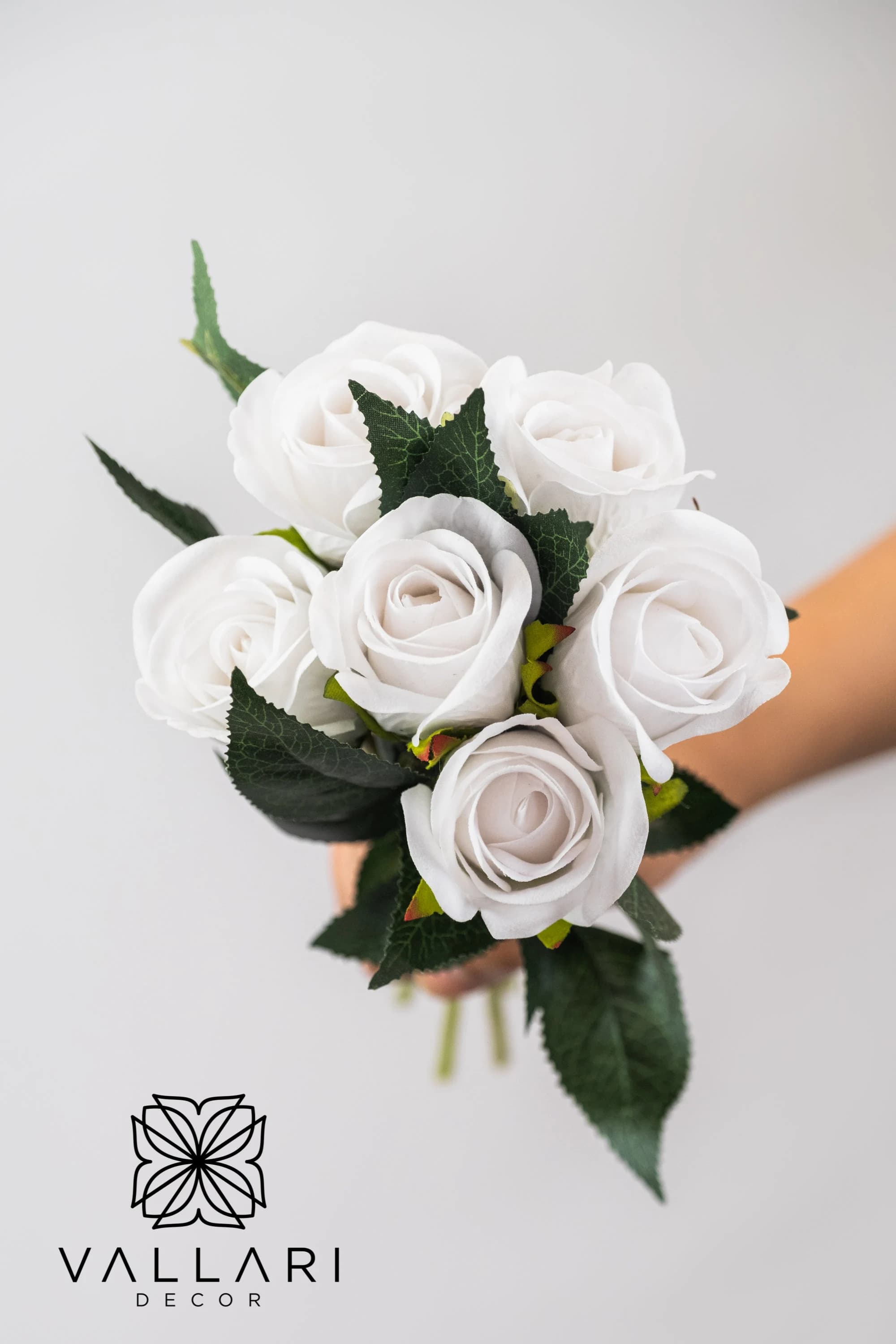 6pc White Rose Bouquet/Floral Sprays/ Wedding Roses/ White/Greenery Bushel/ Outdoor Wedding Greenery/Centerpiece Decor/Faux Flowers/