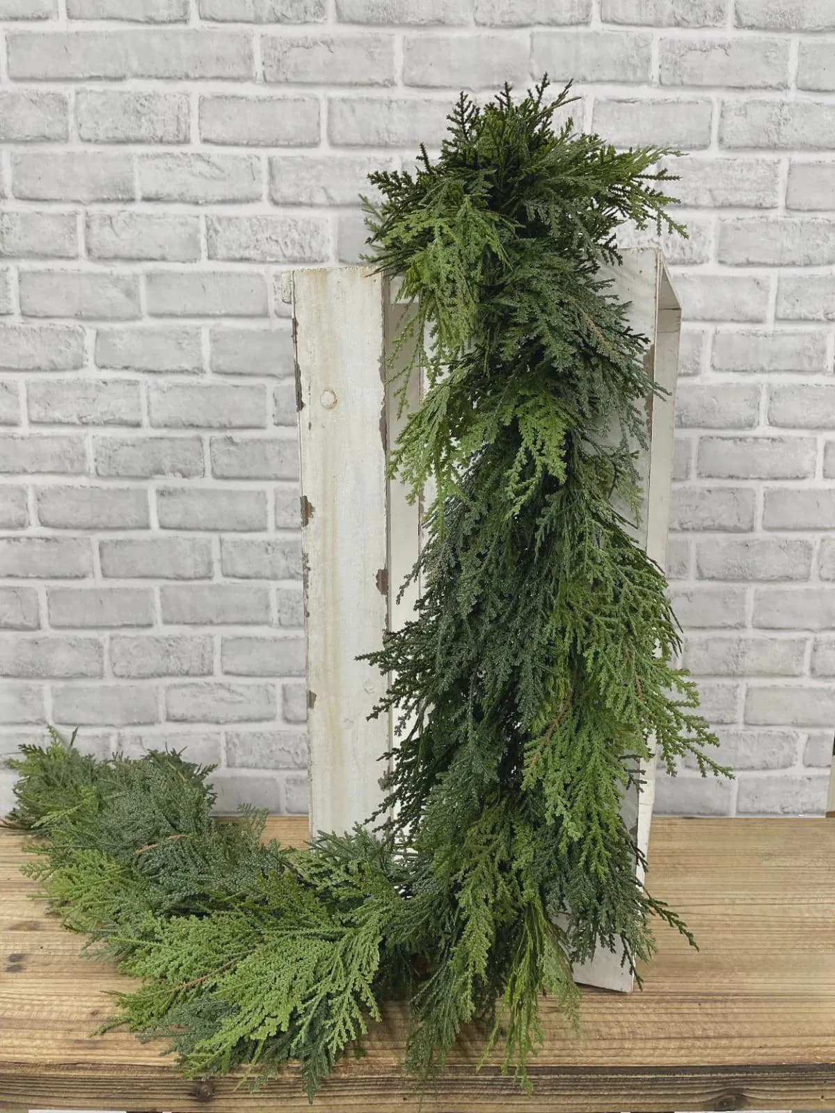 9ft Northern White Cedar Garland - Fresh Touch Faux Winter Greenery, Luxury Christmas Mantel Runner, Extra Long Wedding Arch Porch Decor