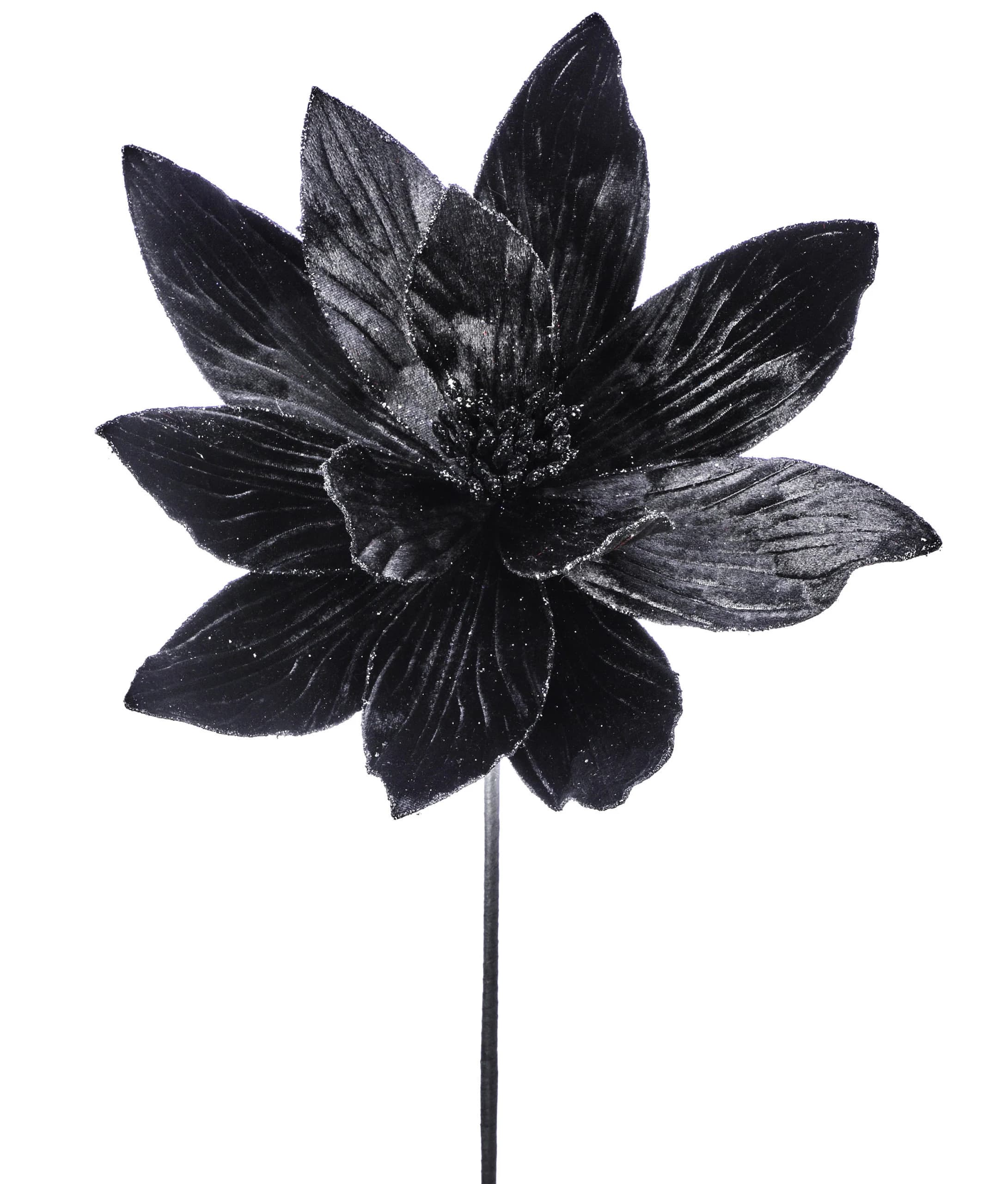 24" Black Velvet Poinsettia/Holiday Decor/Christmas Decorations/Poinsettia Picks/Poinsettia Flowers/Poinsettia Plants