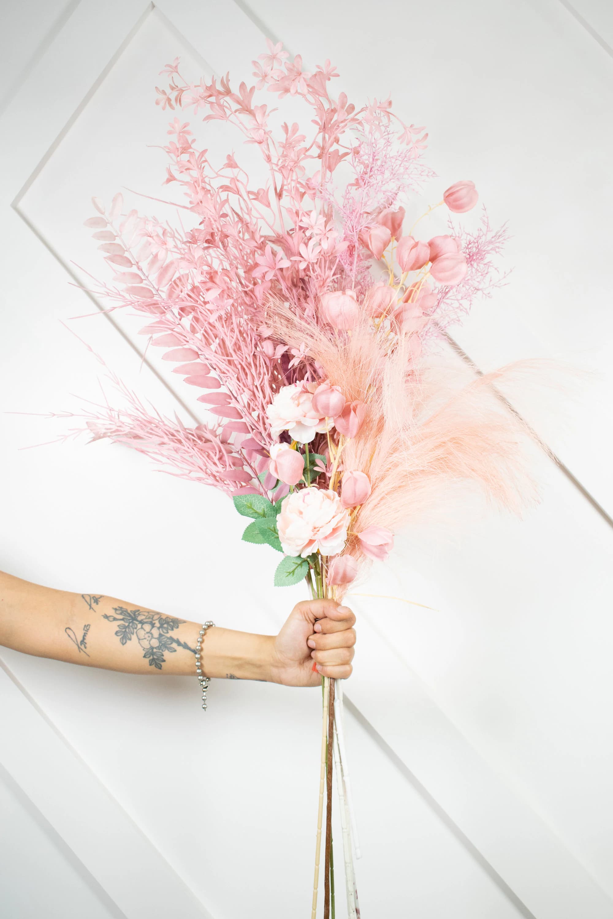 Artificial Light Pink Fern Faux Bouquet/Wedding Bouquet/Bridemaids Bouquets/Artificial Bouquets/Florals/Faux Pampas Bouquets/Floral Wedding