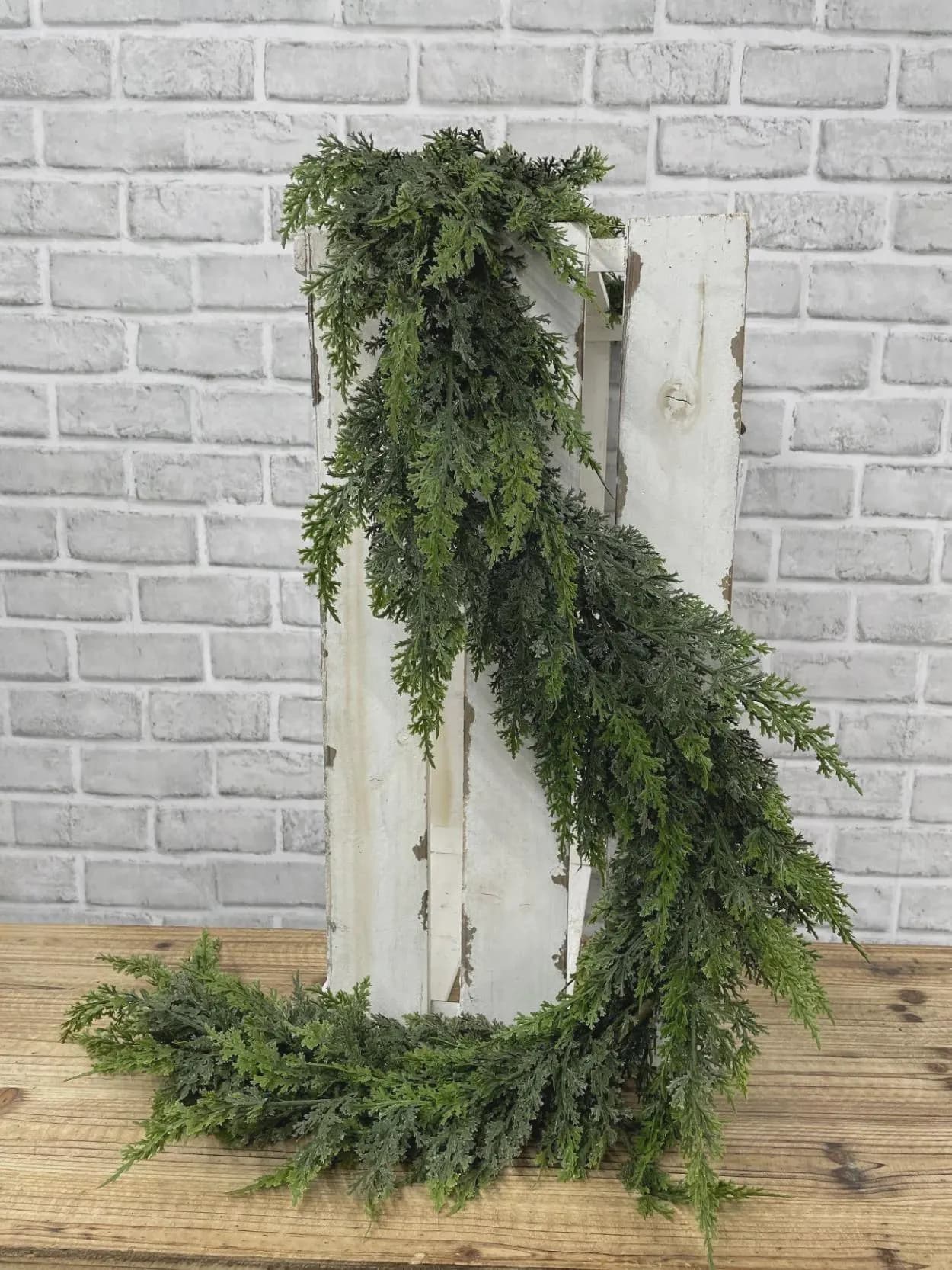 5ft Real Touch Cedar Garland, Faux Eastern Red Cedar Winter Greenery, Luxury Holiday Mantel Swag, Christmas Wedding Arch Table Runner Decor