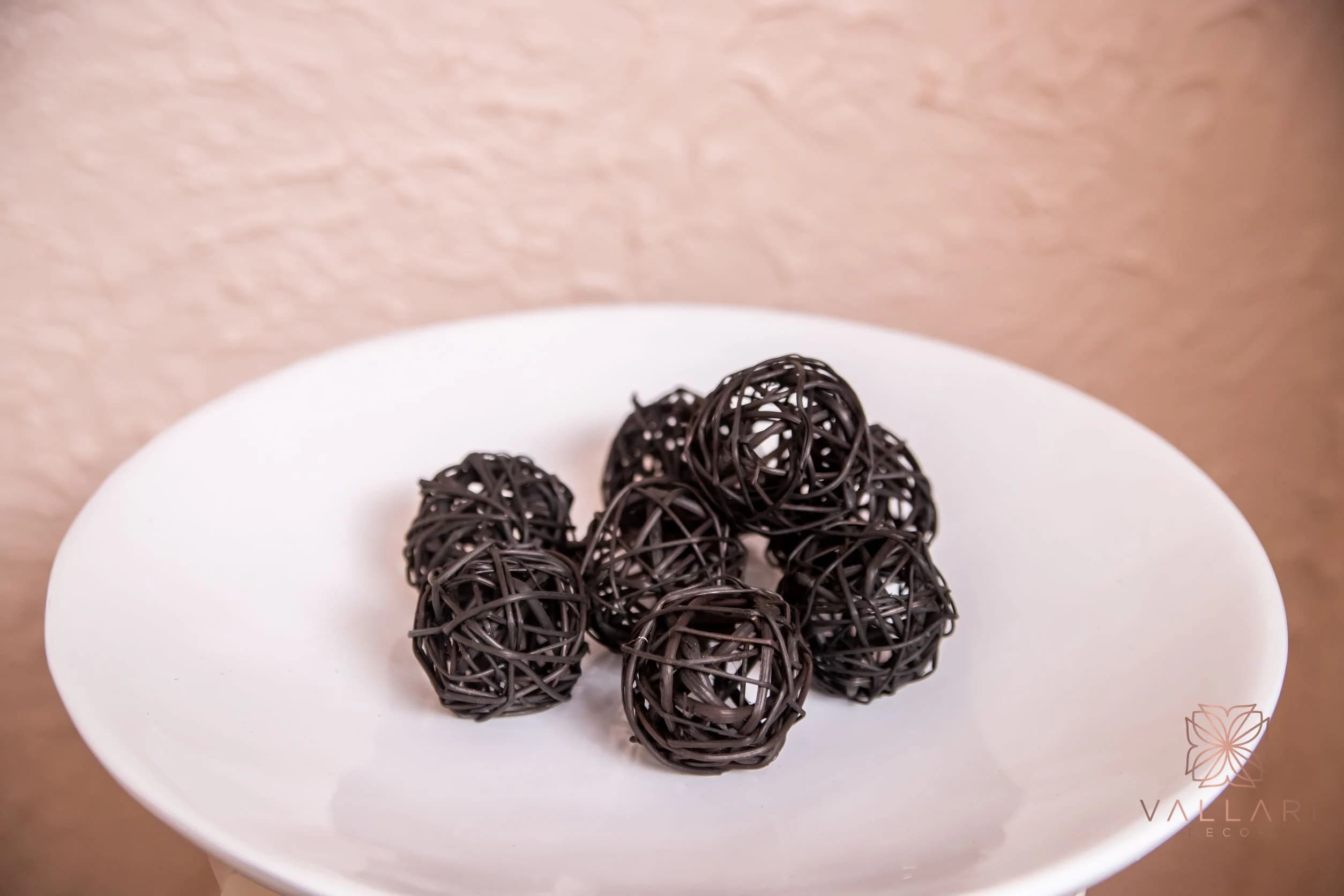 Black 2.5" 8pc Decorative Balls, Rustic Decor Ideas, Rustic Bawl Filler, Wicker Decoration,  Rustic Table Decor