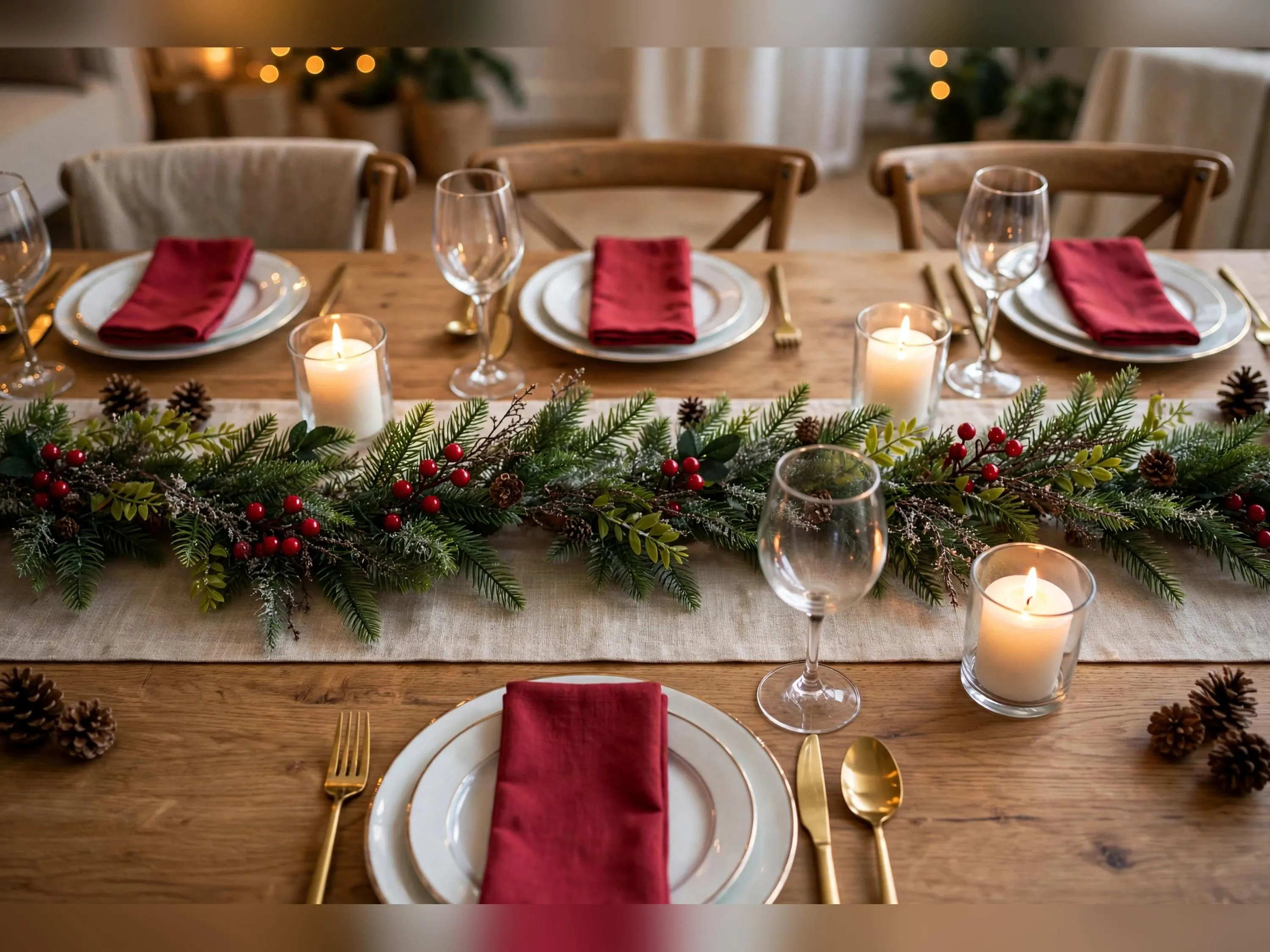 6 Foot Holly Berry Garland, Artificial Red Berry Christmas Garland for Mantel Table and Staircase