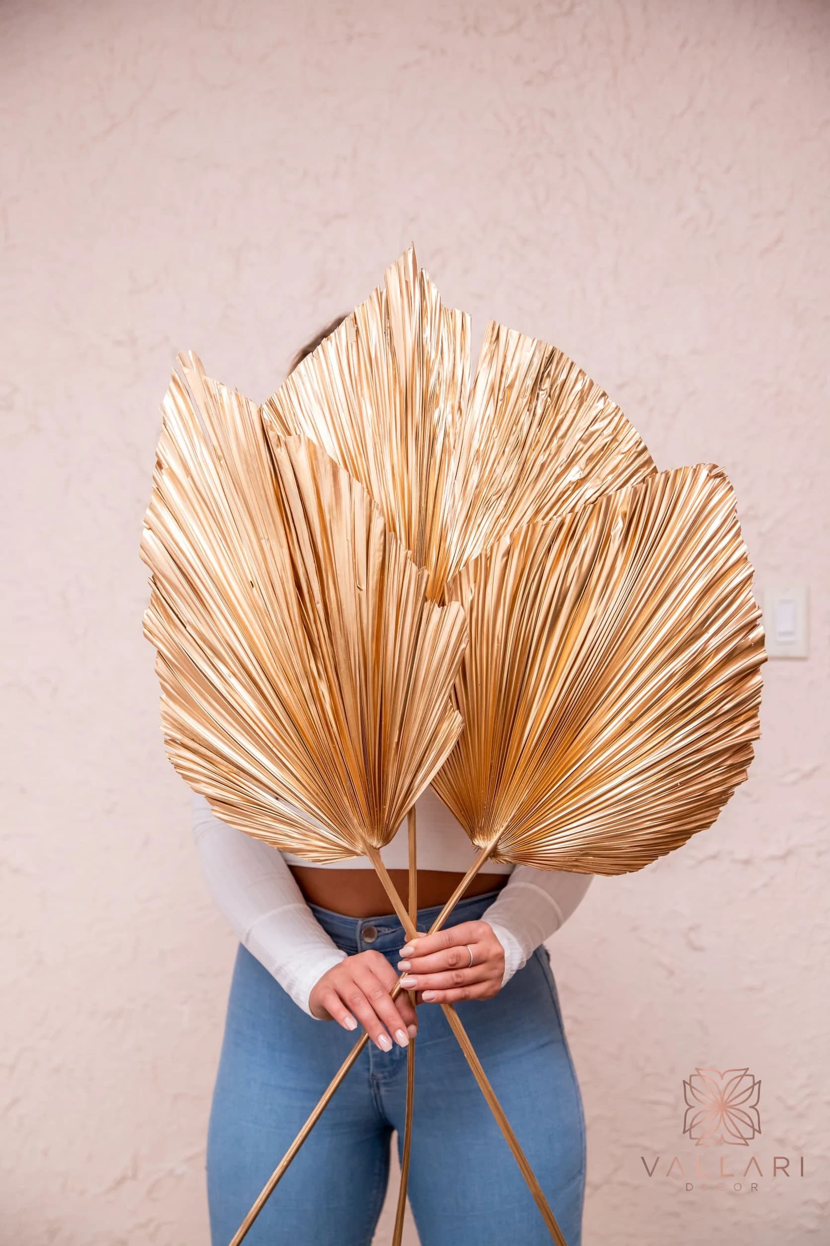 3pc 40" Gold Anahaw/ivory Palm/red palm/brown palm/Home Decor/VaseDecor/CenterpiecWedding Decor/Silk Flowers/Anahaw leaves