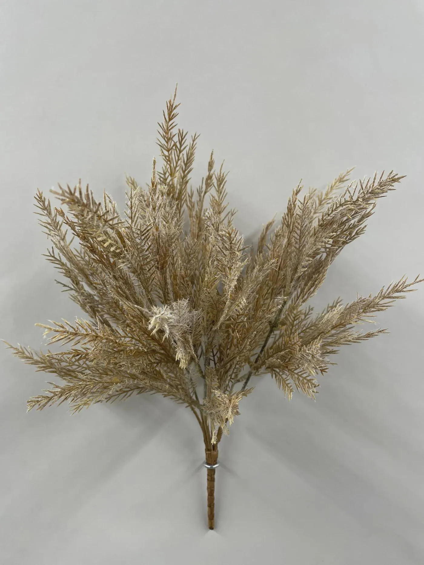15" Fall Cream Flocked Alpine Spikemoss Bush, Frosted Faux Greenery,Stem, Winter Floral, Cream Alpine Botanical, Seasonal Greenery Bush