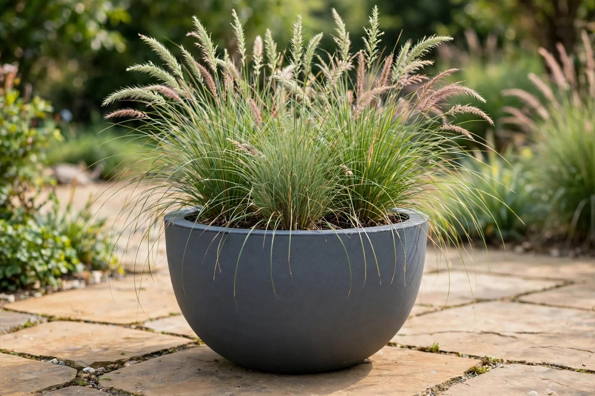 Eco Plastic Circolare Pot Slate 16x10.5 Inch | Smooth Bowl Planter | Lightweight Garden Pot