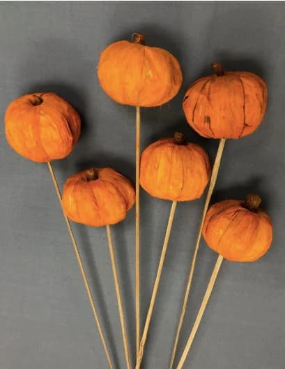 Orange Pumpkin Wicker Balls on Sticks 8pc  Decorative Balls, Rustic Decor Rustic Bawl Filler, Wicker Decoration,  Rustic Table Decor