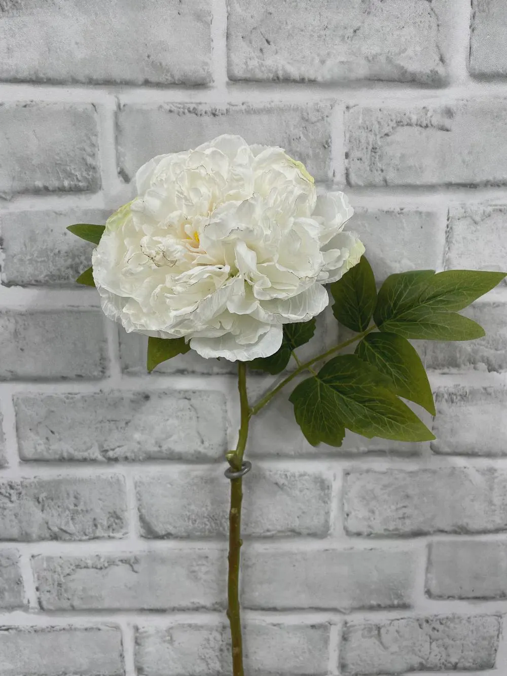 18” White Dried Look British Peony Stem | Vintage Alabaster White Peony | Antique Floral | Luxury Wedding Bouquet Flower| Dried Look Peony