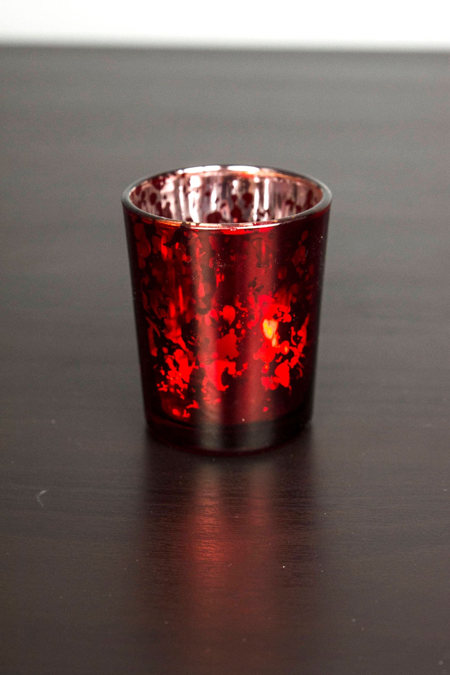 Set of 12 MERCURY GLASS RED/Green/White Speckled Glass Candle Holders Votive Holder Led Candleholder Tea Light Wedding 2.5 Winter Christmas