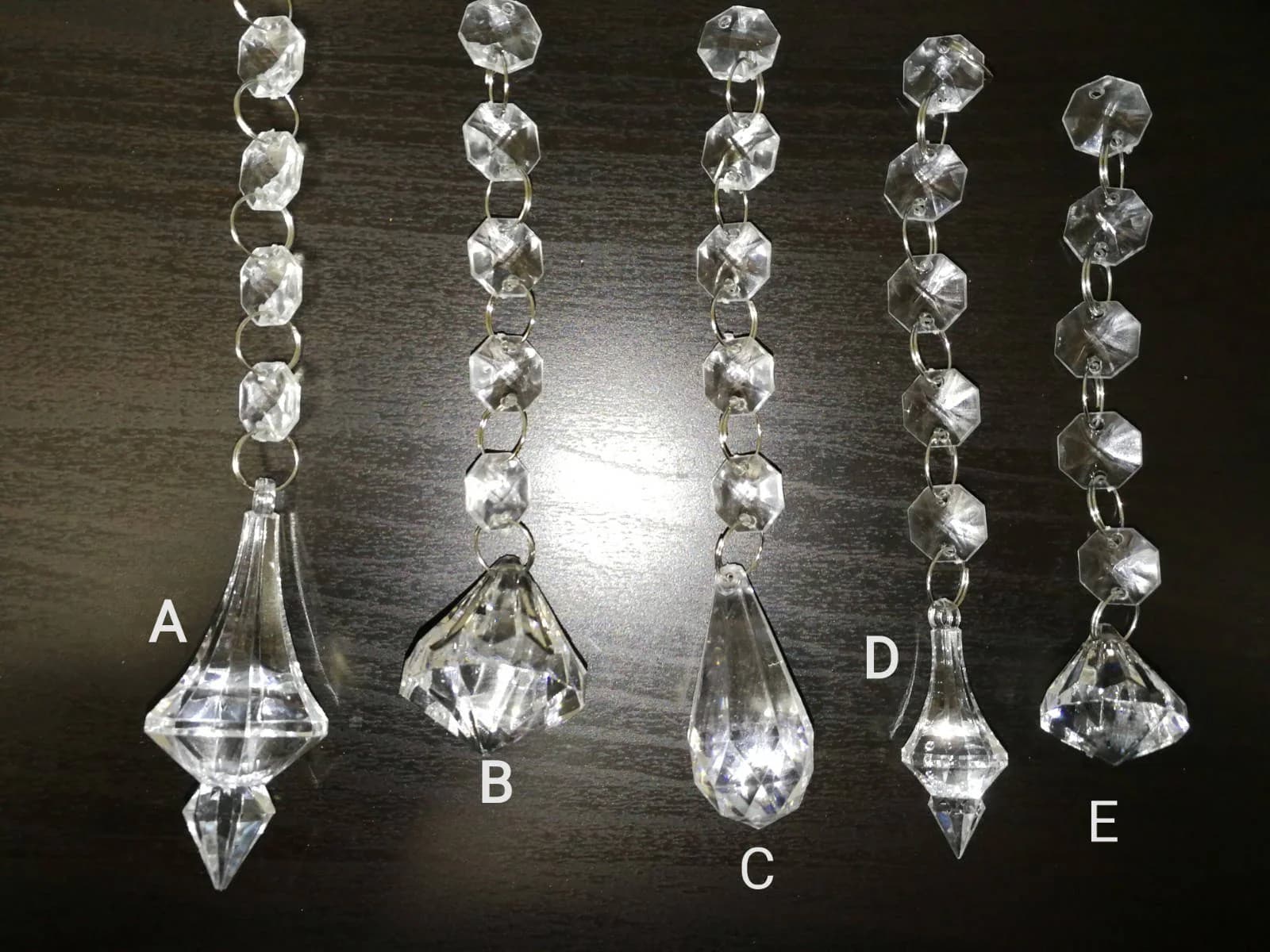 10 Pcs Acrylic Pendants/Crystal look/Hanging Garlands/ Pendants with Chain/ Clear Gems / Christmas Ornaments/ Centerpiece Jewels