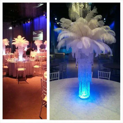 34" Iridescent Bead Chandelier Ostrich Feather Centerpiece/Gatsby/Old Hollywood/Wedding/Party/