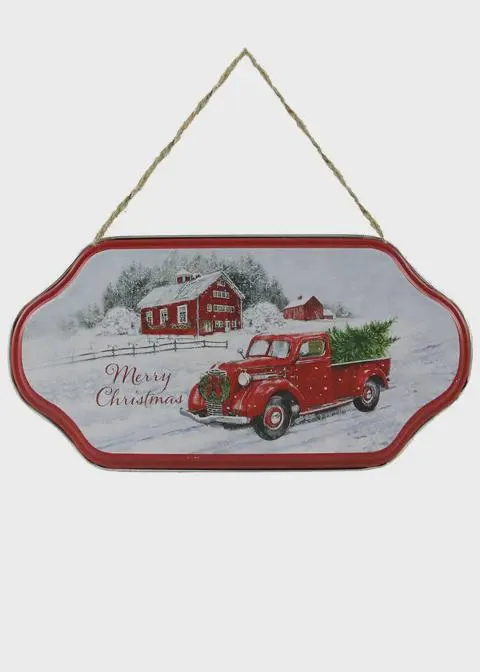 12"x5" Metal Truck & Farmhouse Sign/Christmas Tree Ornament/Tree Topper/Ornaments/Tree Decorations/Xmas Decor/Xmas Tree Decor/Holiday Season