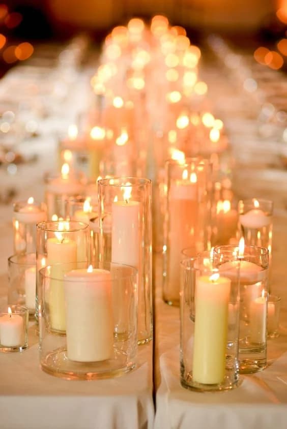 Set of 48 Cylinder Vases with Candles/ Glass Vase/ Table Top Vase/Centerpiece Kits/diy centerpieces/glass vases/tall vase/ clear vases